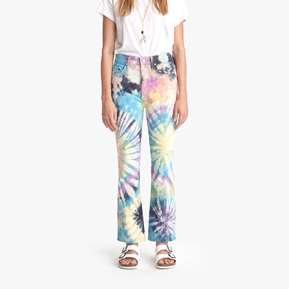 MOTHER The Tripper Crop Bootcut Swirling Secrets Tie Dye Jeans Size 27